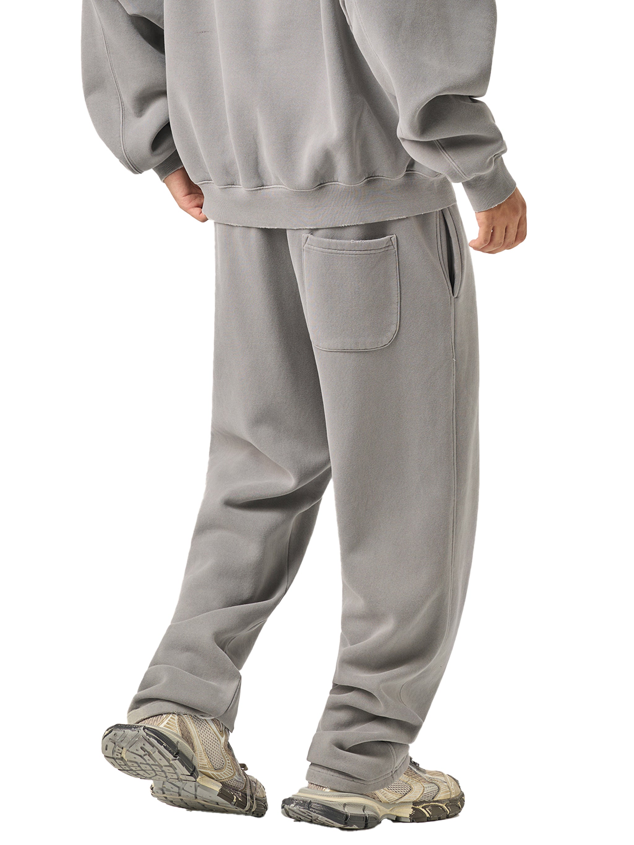 Vent Style Frayed Enzyme Washed Fleece Sweatpants