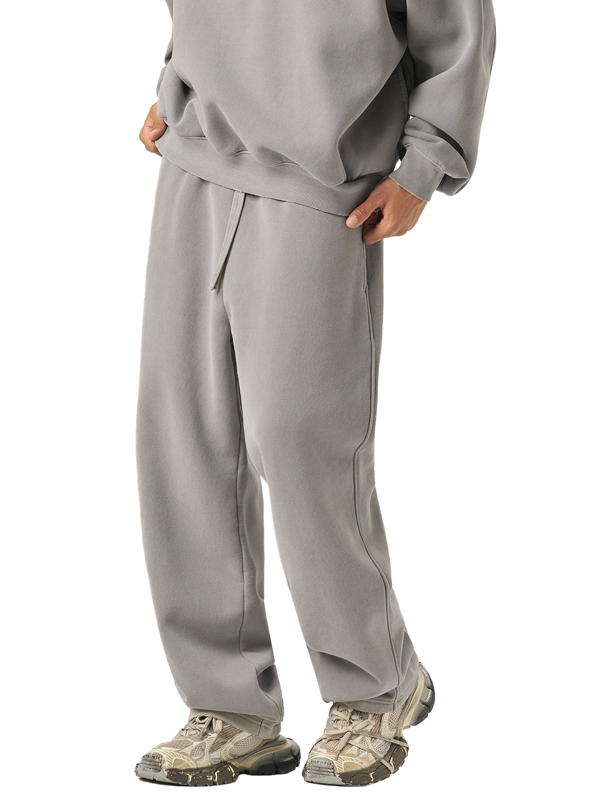 Vent Style Frayed Enzyme Washed Fleece Sweatpants